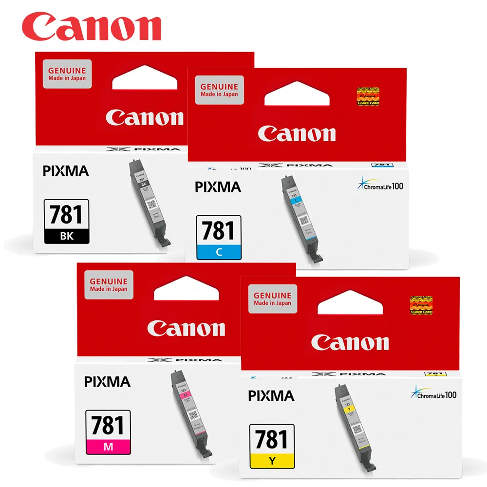 Canon 原廠墨水匣 CLI-781 系列 彩色 黃色 紅色 相片黑 藍色 相片藍 歷史價格詳細信息