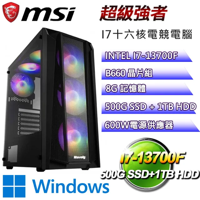 (DIY)微星B660平台【超級強者W】I7十六核RTX3050電競電腦(I7-13700F/B660/8G/500GSSD/1TBHDD/WIN10H) 歷史價格詳細信息