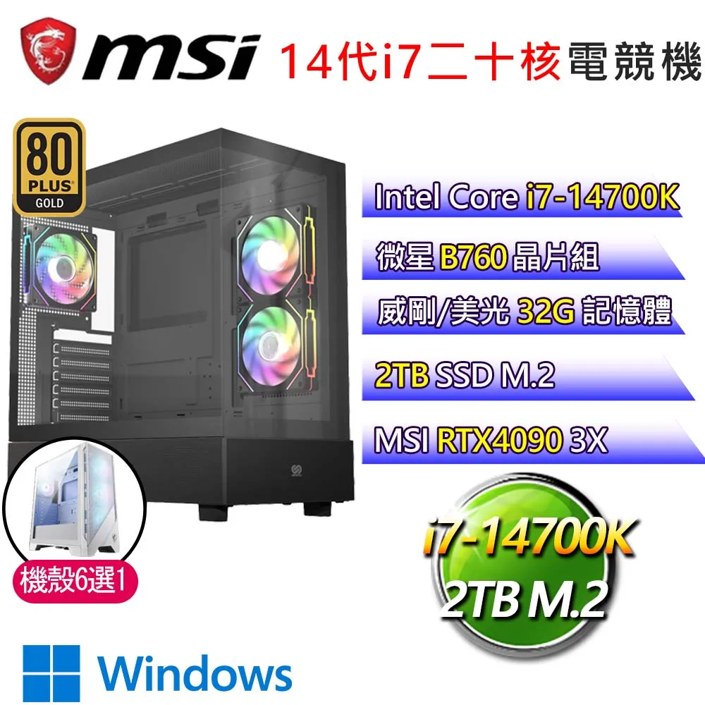 微星B760平台【兔事大吉】i7二十核RTX4090 WiN11 海景房電競電腦(i7-14700K/B760/64G/2TB) 歷史價格詳細信息