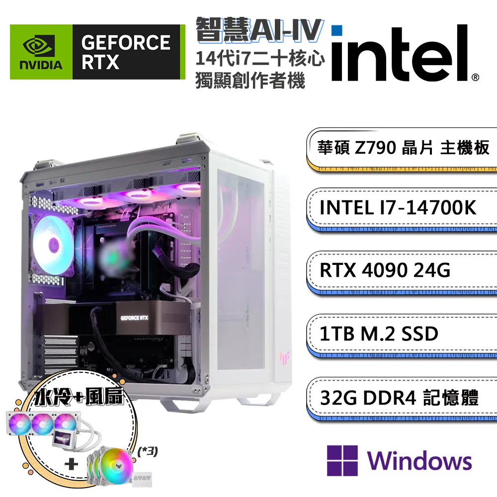 (DIY)智慧AI-IV GeForce RTX 4090創作者水冷電腦(i7-14700K/華碩Z790/32G/1TB_SSD) 歷史價格詳細信息