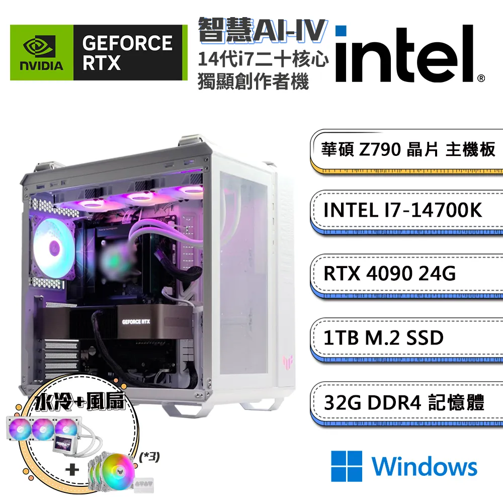 (DIY)智慧AI-IV GeForce RTX 4090創作者水冷電腦(i7-14700K/華碩Z790/32G/1TB_SSD) 歷史價格詳細信息