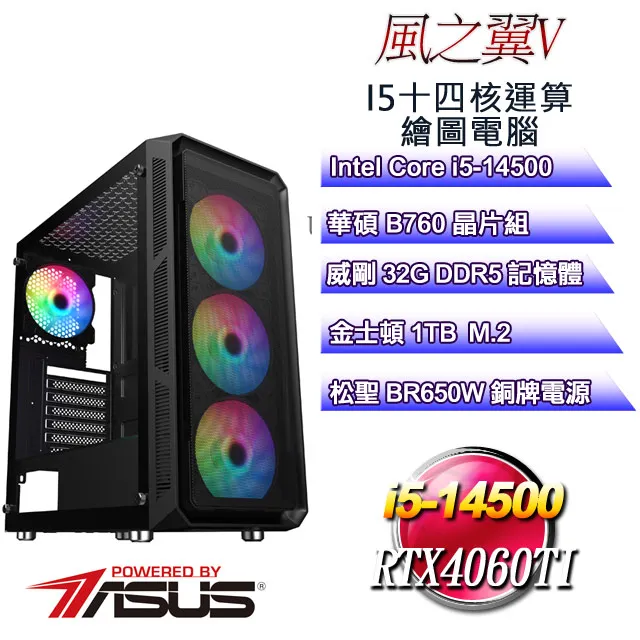 (DIY)風之翼V(i5-13400F/華碩B760/16G/512G M.2/RTX4060) 歷史價格詳細信息