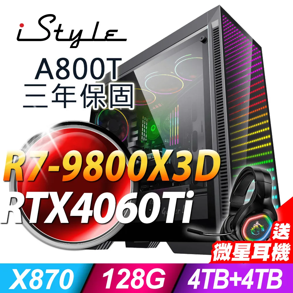 iStyle A800T AMD雙塔散電競 (R7-9800X3D/X870/64G/4TB+4TB SSD/RX7900XTX-24G/1200W/W11P) 歷史價格詳細信息