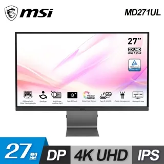【MSI 微星】Modern MD271UL 27型 IPS 4K 60Hz 美型螢幕(4ms/樞紐旋轉/Type-C 65W充電) 歷史價格詳細信息