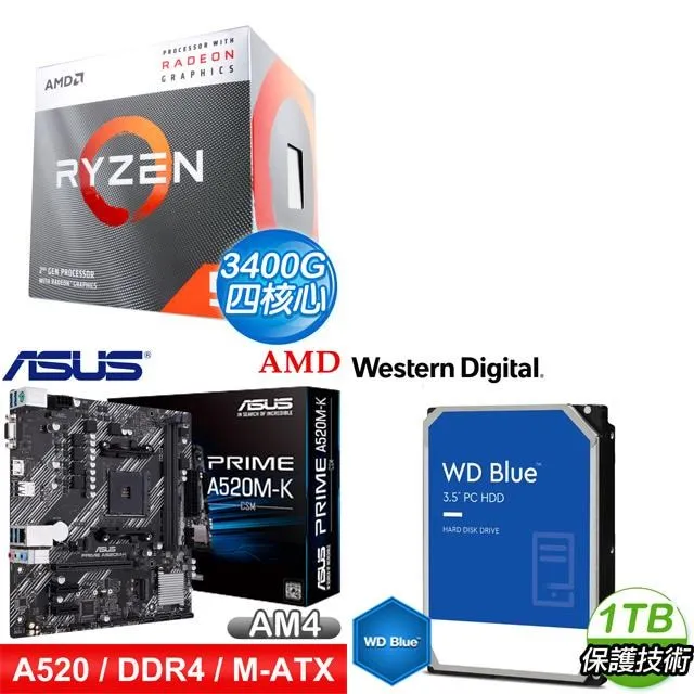 〈鈔省價〉 AMD R5 3400G+微星 A520M-A PRO M-ATX主機板+WD 藍標 2TB 3.5吋硬碟 歷史價格詳細信息