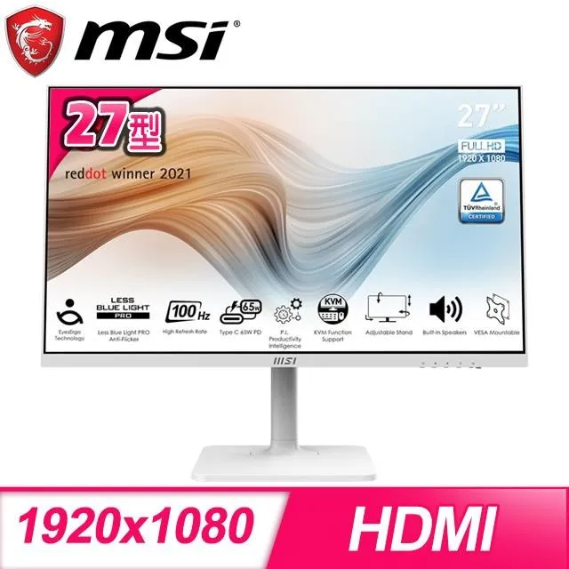 MSI 微星 Modern MD272XP 27型 IPS 100Hz 內建喇叭螢幕《黑》 歷史價格詳細信息