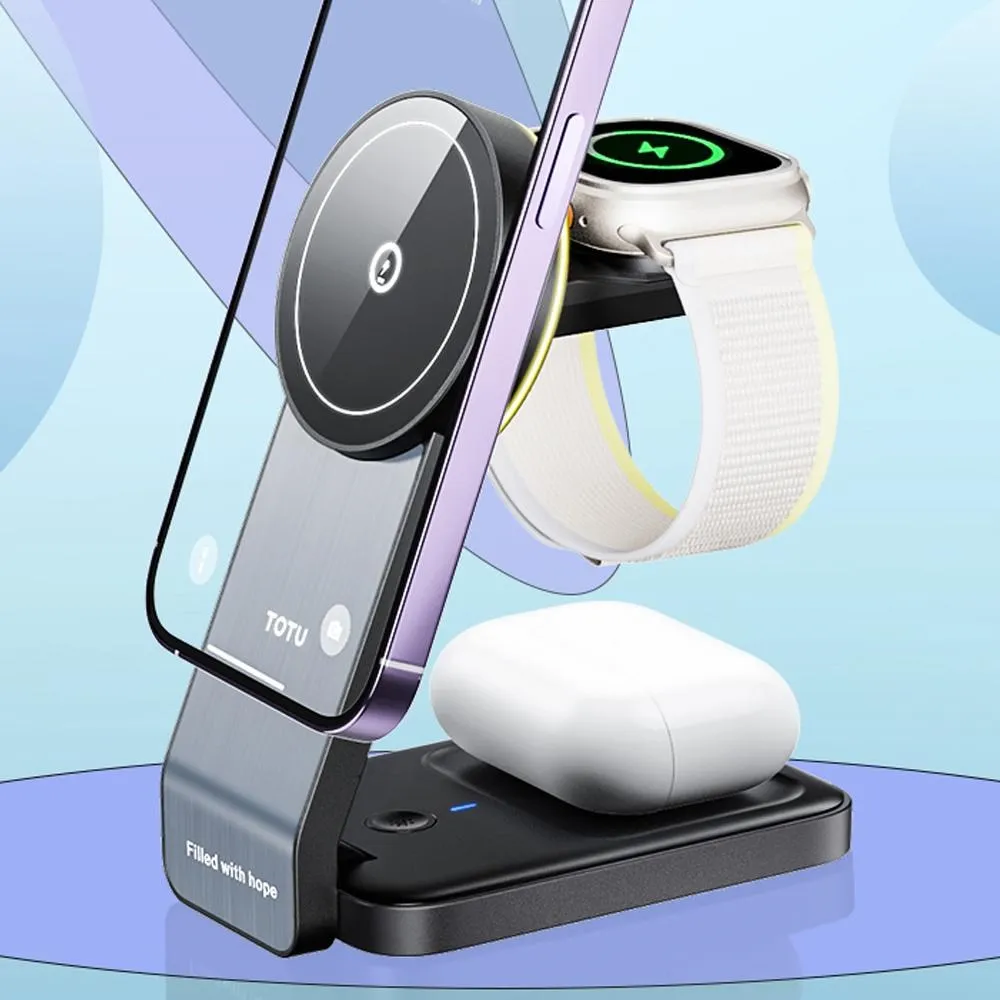 TOTU 15W 機甲系列 三合一磁吸折疊無線充 MagSafe無線充電手機支架 蘋果手機手錶耳機充電器 歷史價格詳細信息