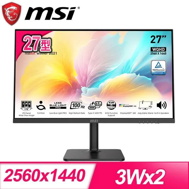 【MSI 微星】Modern MD272QXP 27型 IPS WQHD 100Hz 美型螢幕(Type-C/內建喇叭/TUV護眼) 歷史價格詳細信息