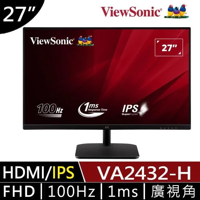 【ViewSonic 優派】VA2432-H-100HZ  24型 IPS 100Hz 護眼電腦螢幕(1ms) 歷史價格詳細信息