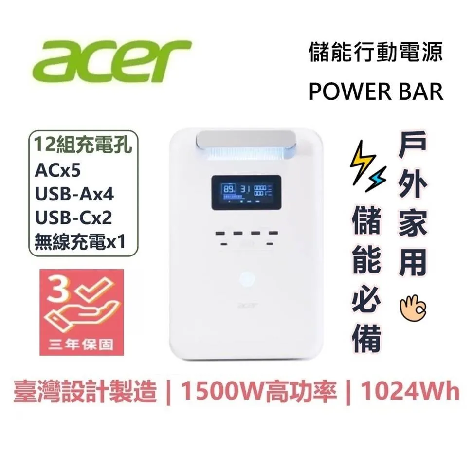Acer Power Bar 儲能行動電源 1024Wh/1500W高功率輸出 歷史價格詳細信息