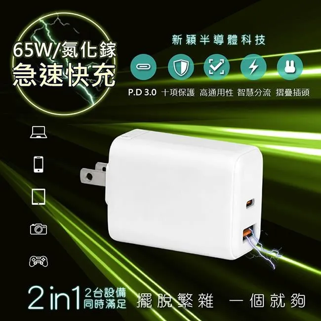 【KINYO】65W氮化鎵充電器(GaN) PDCB-067 歷史價格詳細信息