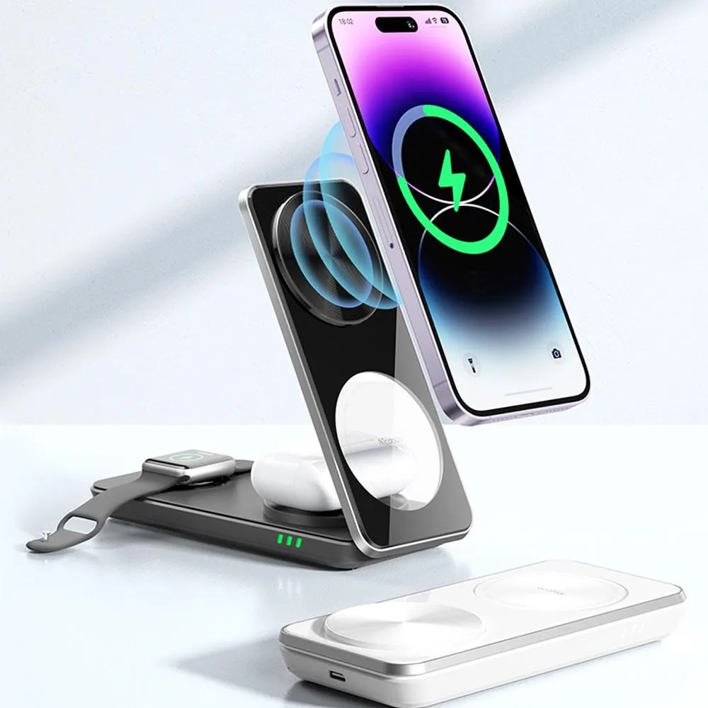 【Mcdodo】手機/手錶/耳機 三合一 磁吸無線充電盤充電器支架座 合平 麥多多 白色 歷史價格詳細信息