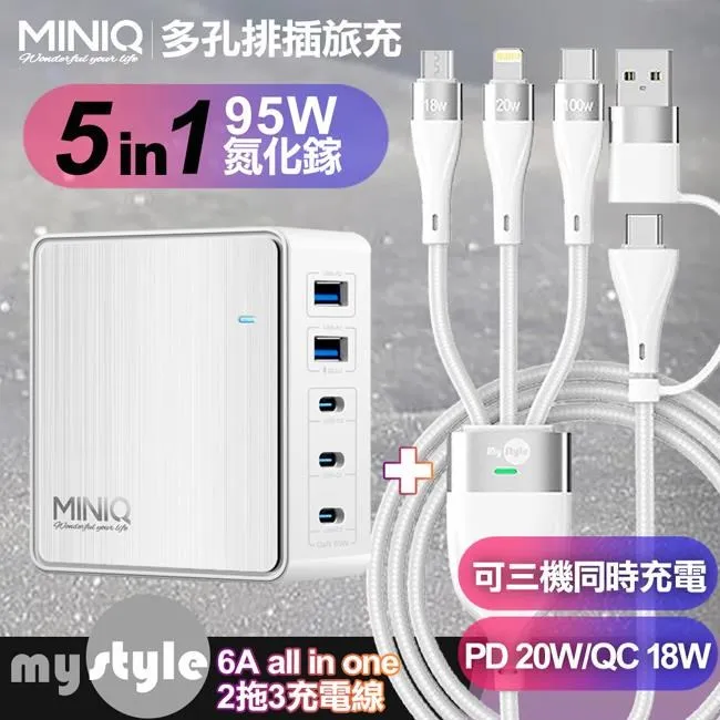 MiniQ-AC-DK200T氮化鎵五孔2A3C 95W 充電器白+NEXSON 蘋果認證 C to L-金色 歷史價格詳細信息