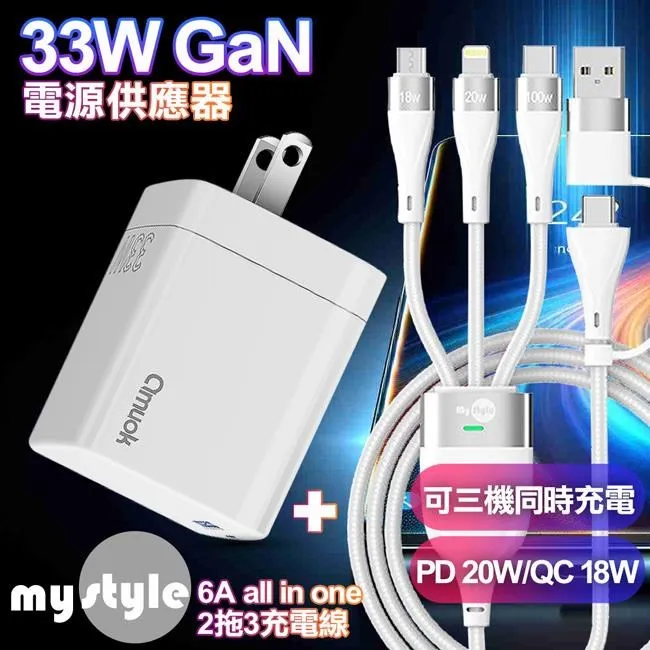 amuok 33W電源供應器-白+MFI認證PD快充線 Type-C to Lightning-120CM-白 歷史價格詳細信息