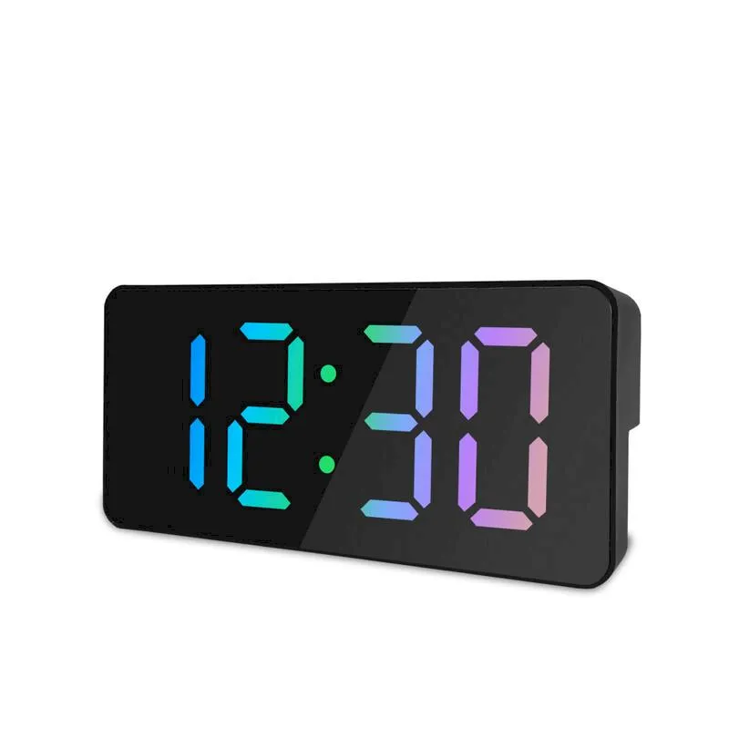 LED鏡面時鐘新款數字鬧鐘個性化創意鏡子鍾化妝鏡溫度計床頭鍾 歷史價格詳細信息