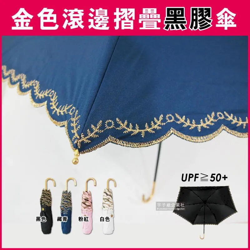 生活良品-J型3折6骨金花刺繡防曬黑膠摺疊傘(4色可選)1支 歷史價格詳細信息