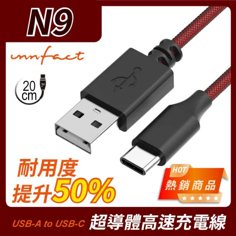 【innfact】橘色閃電 提升25%速度 OC USB-A to USB-C Type C 高速傳輸 充電線 100cm 歷史價格詳細信息
