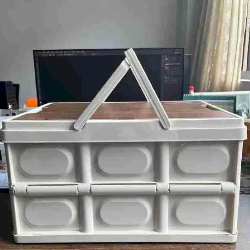 木蓋收納箱 收納籃 置物箱 儲物箱 中款 摺疊箱 收納箱 露營 車載後備箱 木紋收納箱 【A004】shop go 歷史價格詳細信息