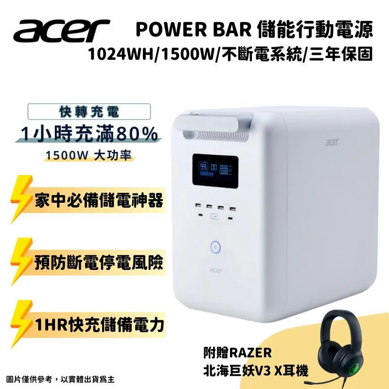 Acer Power Bar 儲能行動電源 1024Wh/1500W高功率輸出 歷史價格詳細信息