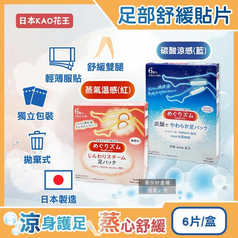 日本KAO花王-美舒律腿足舒緩貼片-碳酸涼感(藍)6片/盒 歷史價格詳細信息