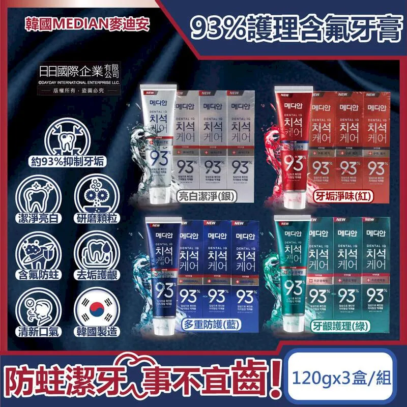 (2組)韓國MEDIAN麥迪安-93%護齦含氟牙膏(120gx3盒)/組 價格比較,價格查詢,歷史價格詳細信息