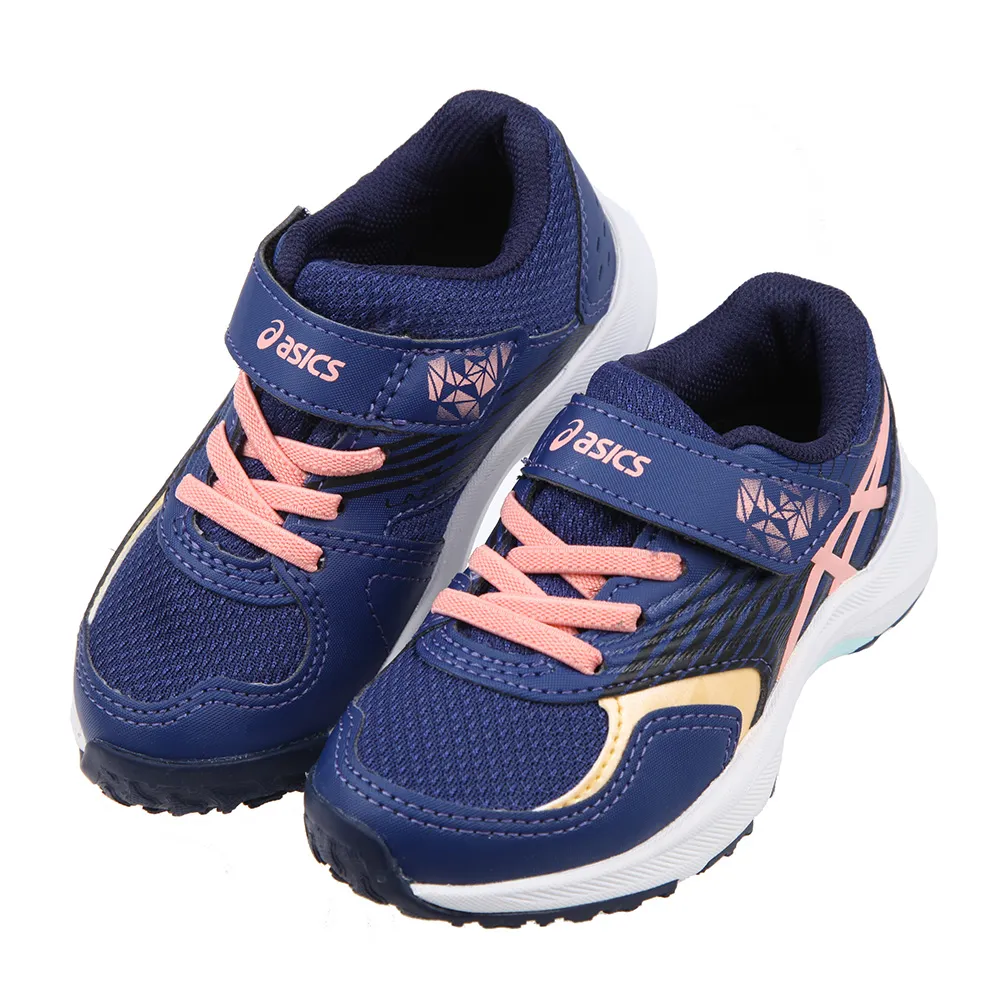 《布布童鞋》asics亞瑟士LAZERBEAM稜光深藍粉兒童機能運動鞋(16~21公分) [ J2N140R ] 歷史價格詳細信息