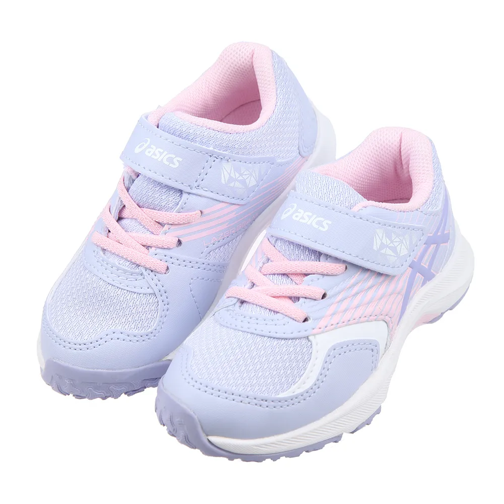 《布布童鞋》asics亞瑟士LAZERBEAM稜光深藍粉兒童機能運動鞋(16~21公分) [ J2N140R ] 歷史價格詳細信息