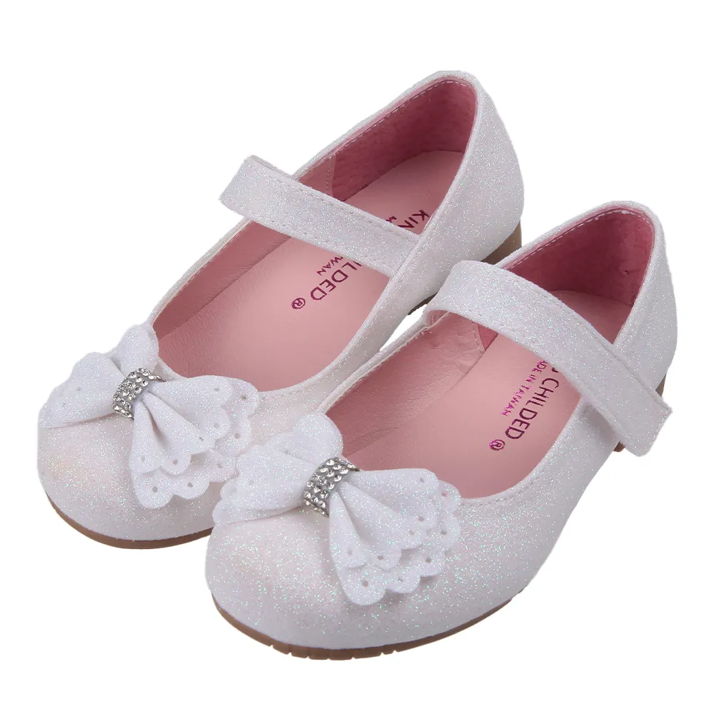 《布布童鞋》閃亮鑽石水晶蝴蝶結粉色兒童公主鞋(15~22公分) [ Q1P166G ] 歷史價格詳細信息