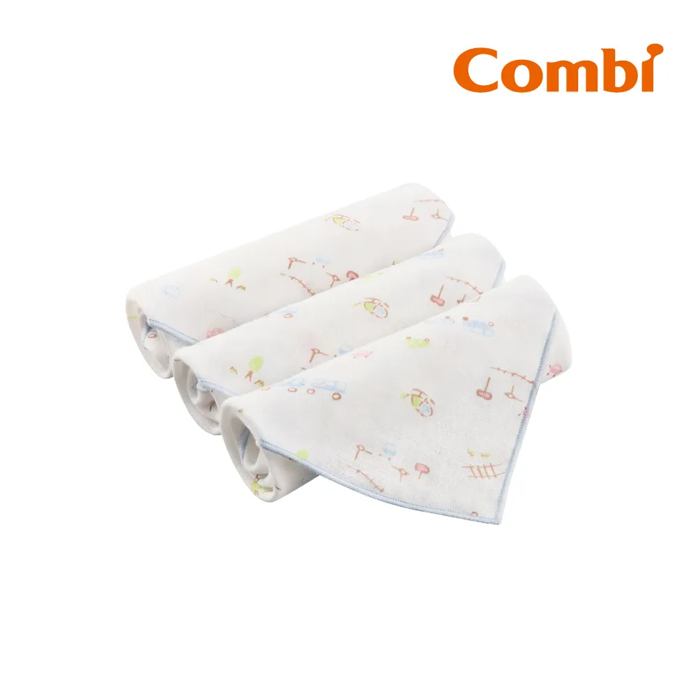 Combi 純棉柔紗-快樂車車 後黏圍兜 (藍) 歷史價格詳細信息