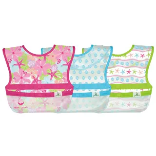 美國 green sprouts 魔鬼氈雙面防水/防食物掉落長袖圍兜單入組_彩色冰花_GS101357PP 歷史價格詳細信息