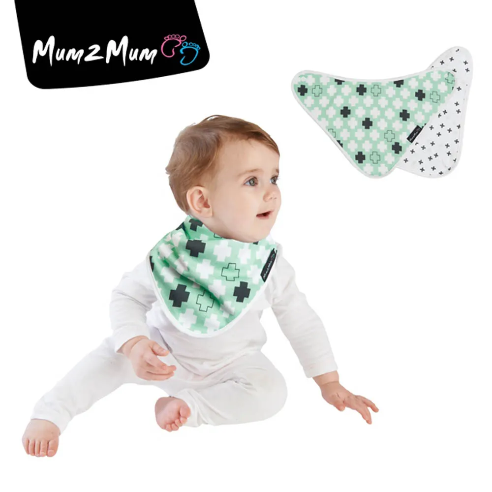 Mum 2 Mum　雙面竹纖維棉機能口水巾圍兜-水彩方塊/星星 歷史價格詳細信息