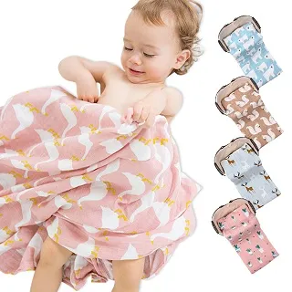 Muslintree四層厚款動物印花嬰兒紗巾蓋被浴巾 歷史價格詳細信息