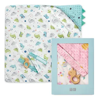 奇哥 豆趣包巾+木製手搖鈴禮盒(藍/粉)彌月禮盒|送禮-附提袋【麗兒采家】 歷史價格詳細信息