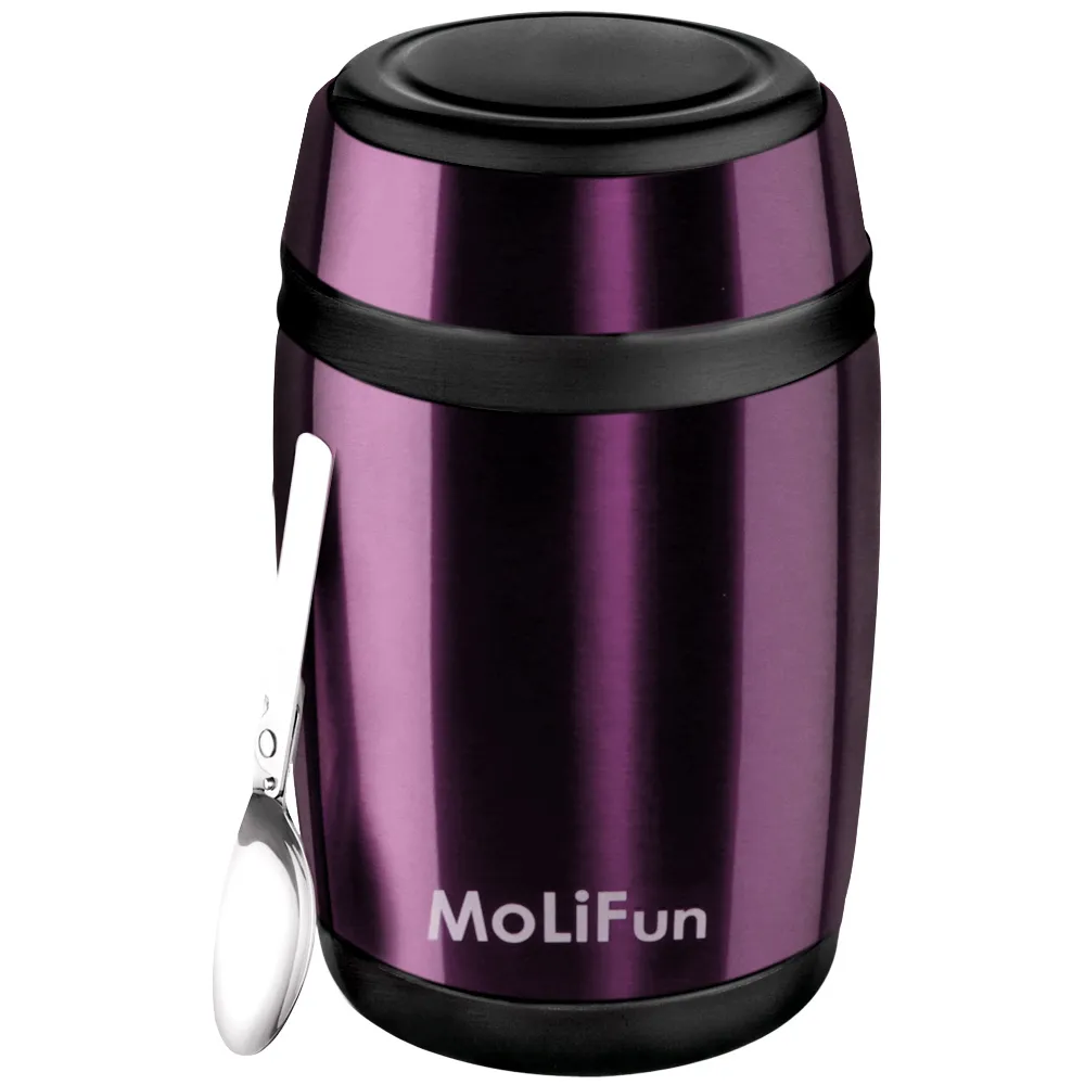MoliFun魔力坊 不鏽鋼真空保鮮保溫燜燒食物罐550ml-時尚紫 歷史價格詳細信息