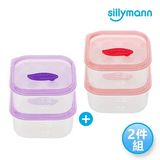 【韓國sillymann】100%鉑金矽膠寶寶外出保鮮副食品盒2件組(保鮮盒180ml*2入/盒+副食品盒50ml-6格*1) 歷史價格詳細信息