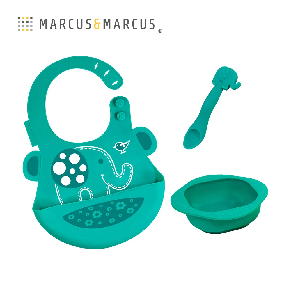 MARCUS＆MARCUS　輔食餐具組(立體圍兜+8格分裝盒+調理碗匙組)-玫瑰粉 歷史價格詳細信息