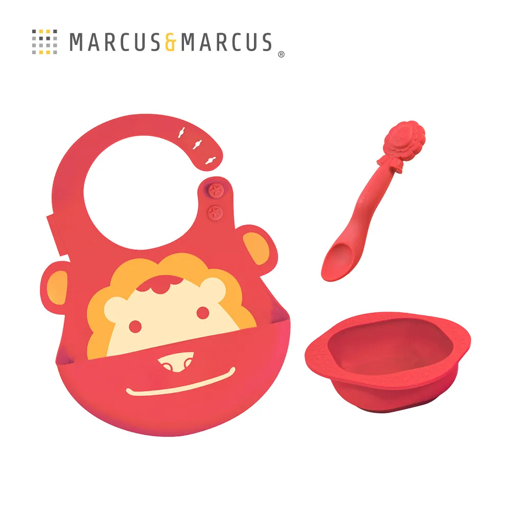 MARCUS＆MARCUS　輔食餐具組(立體圍兜+8格分裝盒+調理碗匙組)-玫瑰粉 歷史價格詳細信息