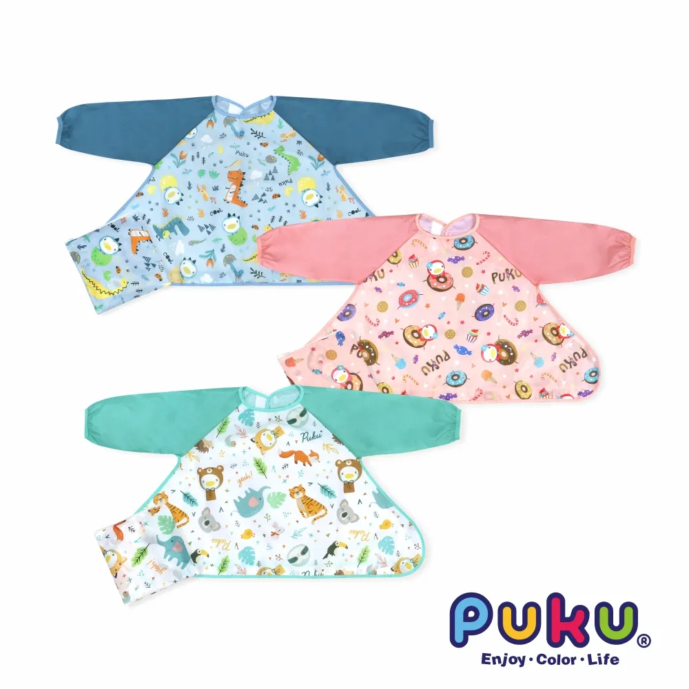 Puku 藍色企鵝 長袖立體防水圍兜衣-4款可選【佳兒園婦幼館】 歷史價格詳細信息