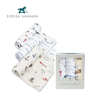 美國 Little Unicorn 純棉紗布巾三入組-鯊魚家族2.0[免運費] 歷史價格詳細信息