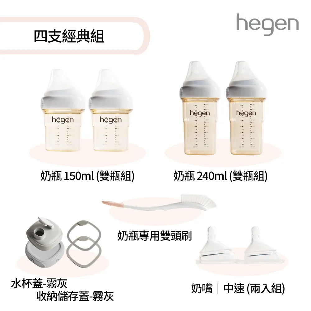 【hegen】四支經典組(寬口奶瓶+奶嘴+水杯蓋+儲存蓋+專用刷) 歷史價格詳細信息