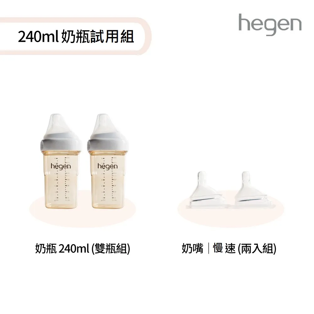 【hegen】 寬口奶瓶 試用組 - (寬口奶瓶 240ml (雙瓶組)+奶嘴慢速 (兩入組)) 歷史價格詳細信息