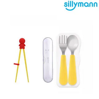 【韓國sillymann】 100%鉑金矽膠不鏽鋼幼童湯匙叉子餐具組+學習筷超值組(附防塵盒)-紅 歷史價格詳細信息