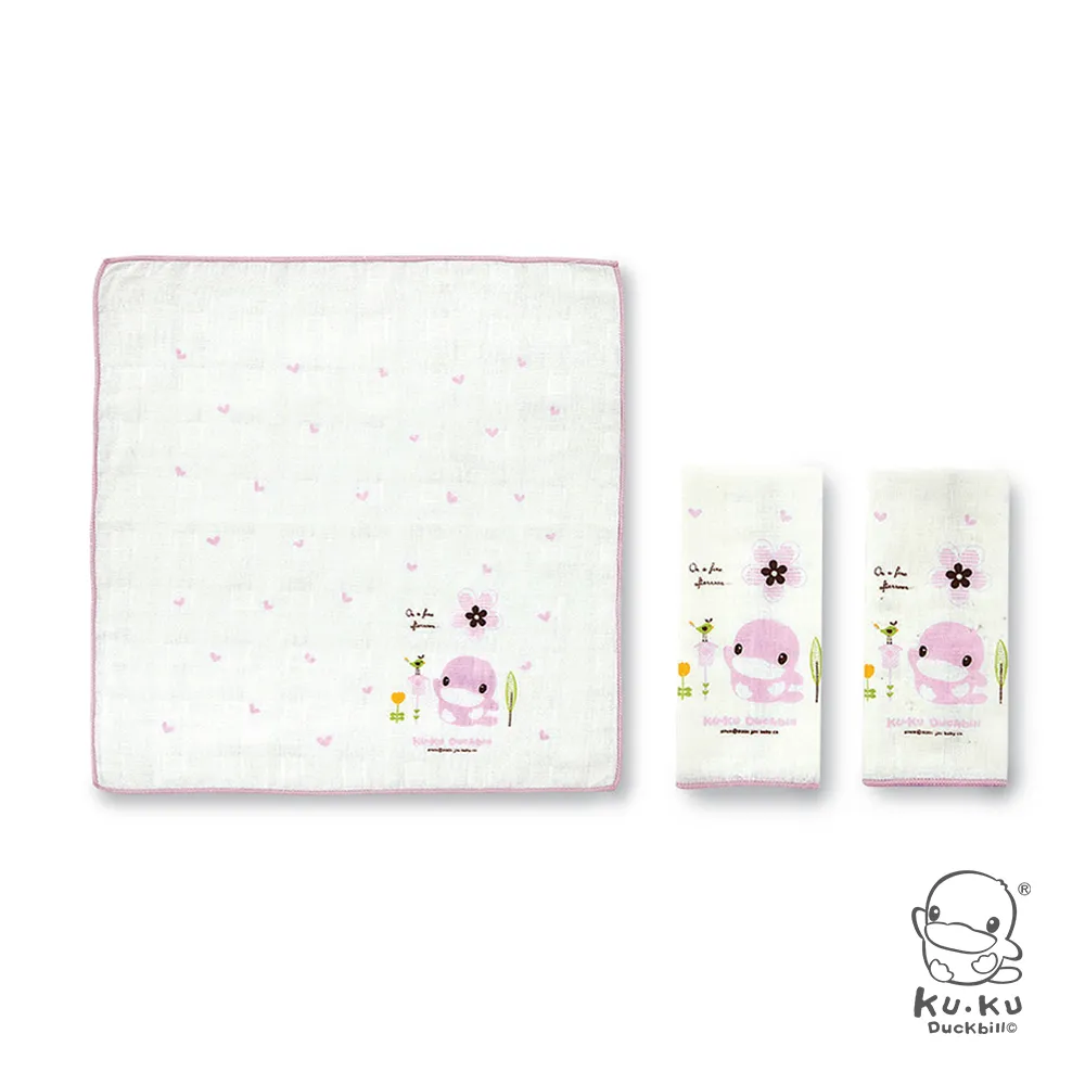 酷咕鴨格子緹花紗 布手帕3入-粉 歷史價格詳細信息