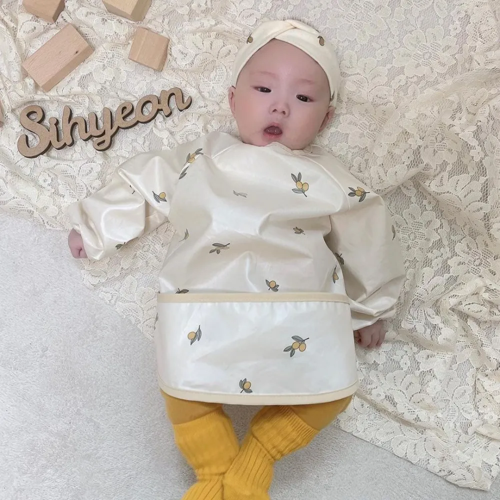 兒童圍兜長袖防水女孩新款嬰兒飯圍兜兜護衣寶寶畫畫防髒長版圍裙 歷史價格詳細信息