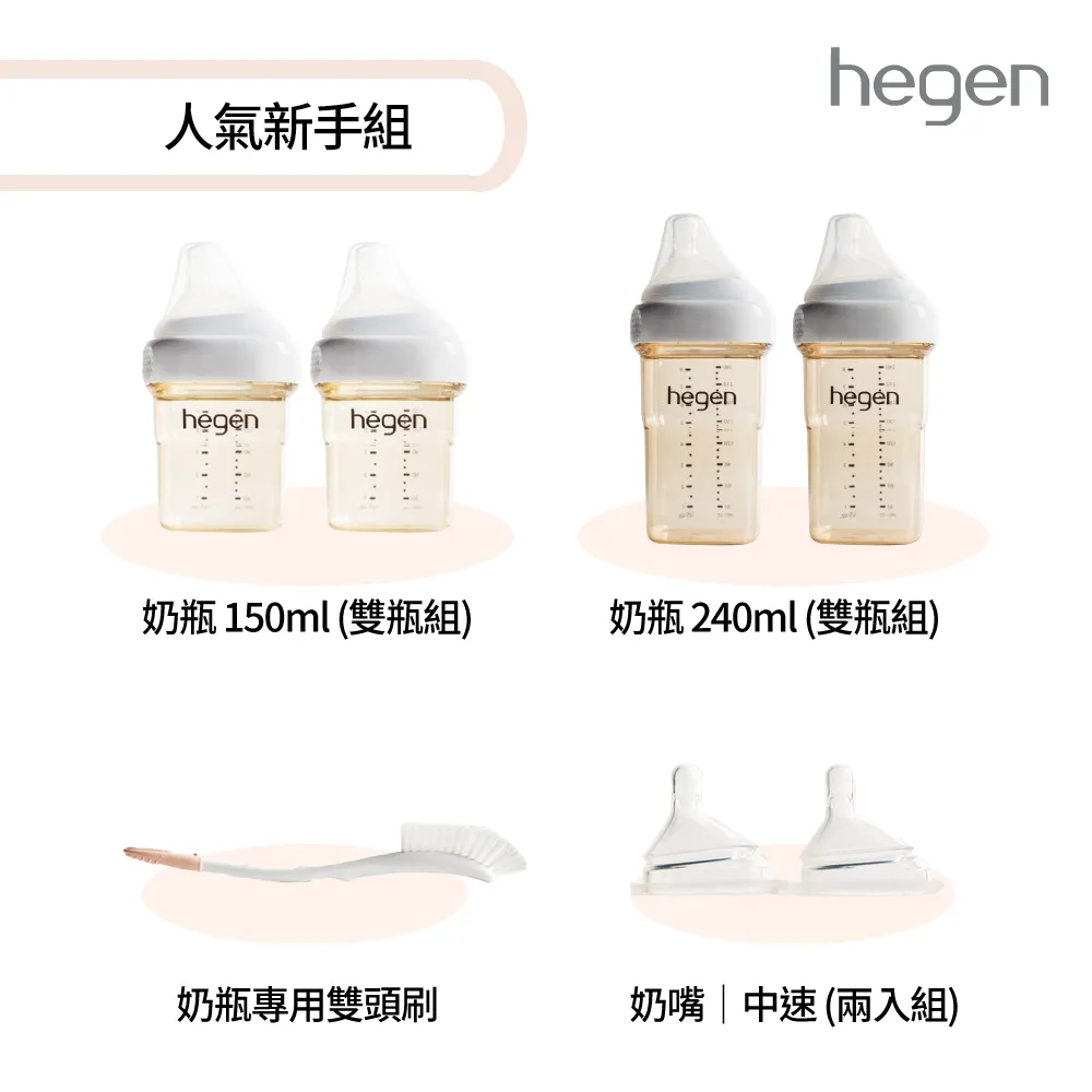【hegen】 寬口奶瓶 試用組 - (寬口奶瓶 240ml (雙瓶組)+奶嘴慢速 (兩入組)) 歷史價格詳細信息