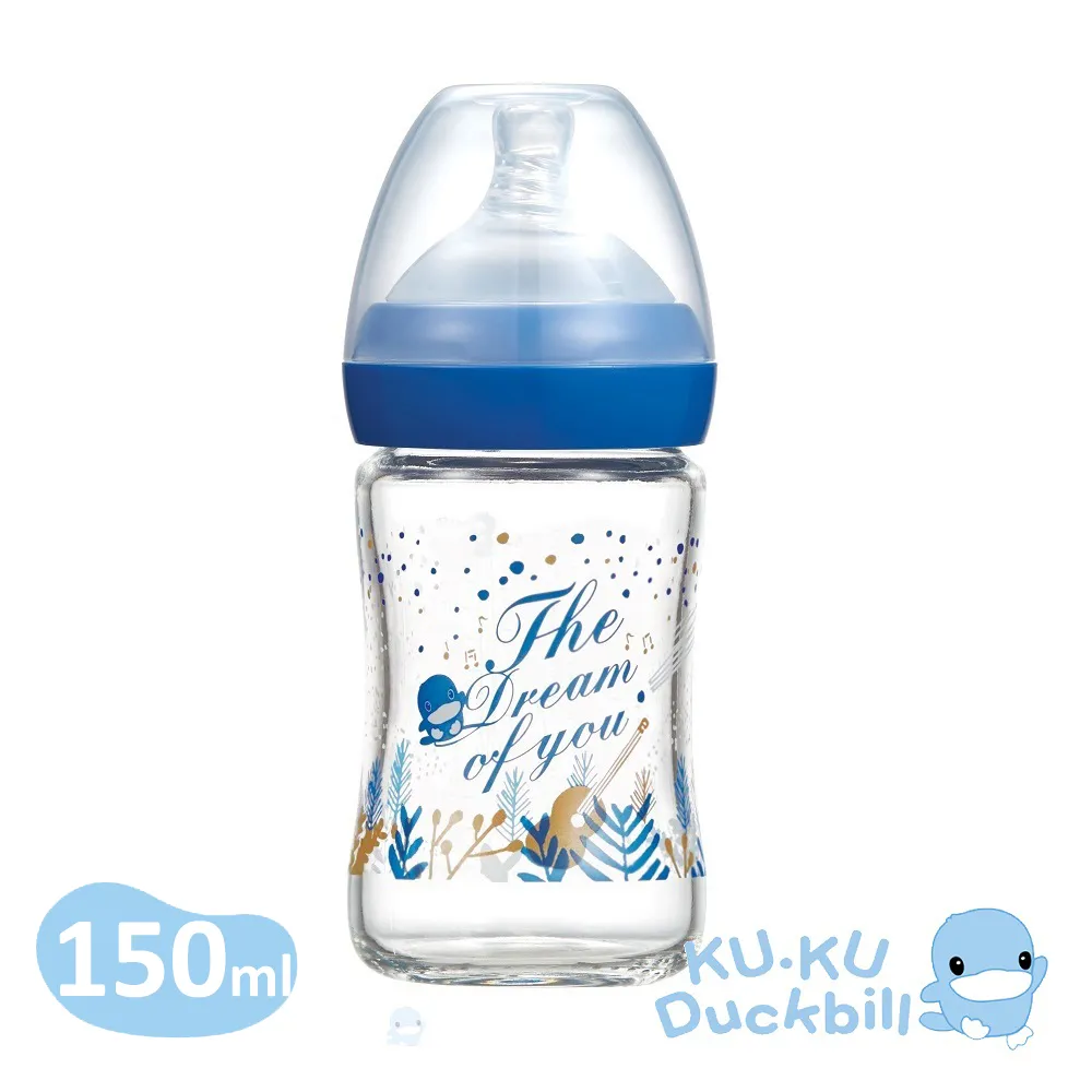 KU KU 酷咕鴨 夢想樂章玻璃奶瓶 - 月光藍(240ml)【佳兒園婦幼館】 歷史價格詳細信息