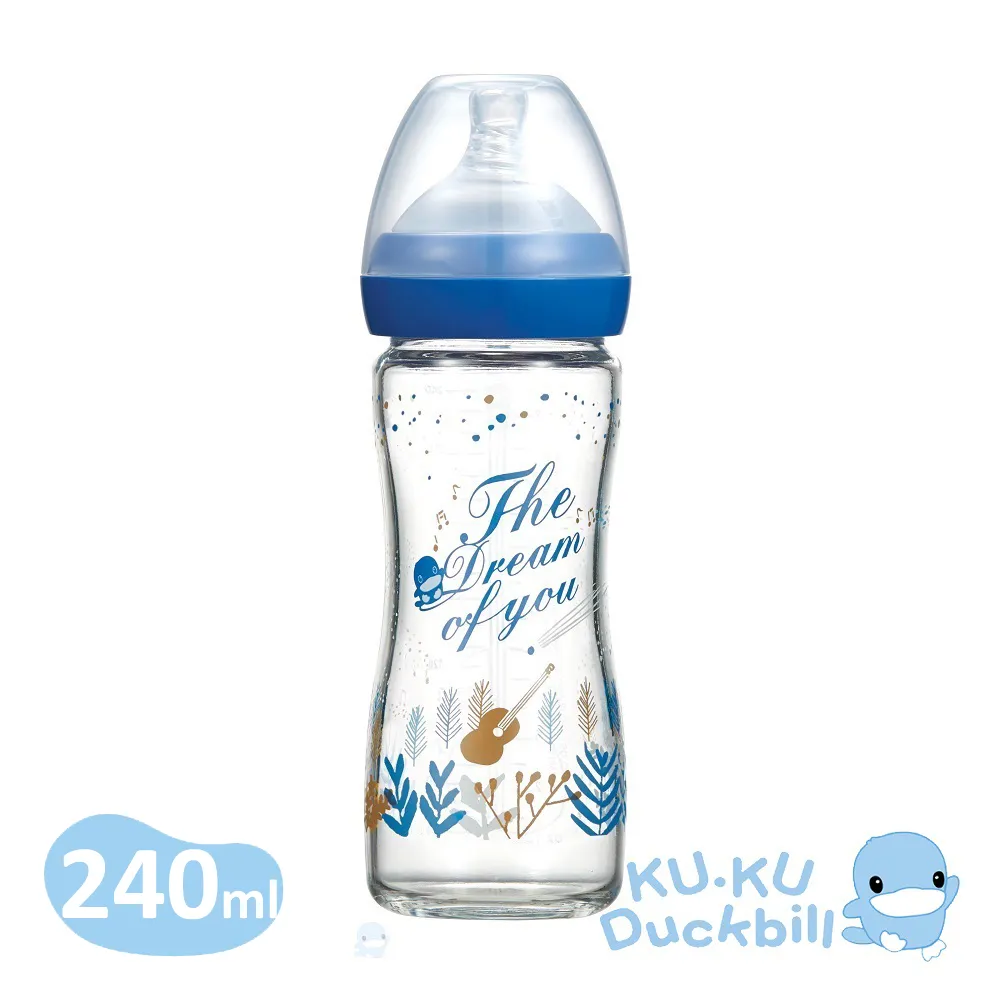 KU KU 酷咕鴨 夢想樂章玻璃奶瓶 - 月光藍(240ml)【佳兒園婦幼館】 歷史價格詳細信息