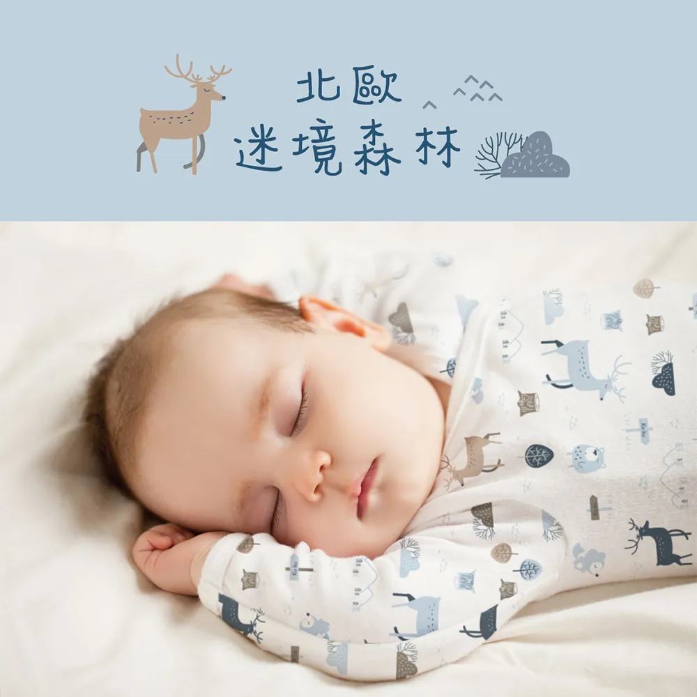 酷咕鴨北歐迷境森林反手袖紗 布肚衣2入-初生(藍/粉) 歷史價格詳細信息