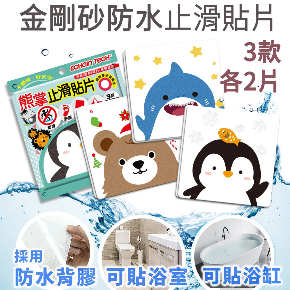Echain Tech 熊掌 金鋼砂防滑貼片 (1包6片)-全透明(止滑貼片/浴室貼/磁磚貼) 歷史價格詳細信息