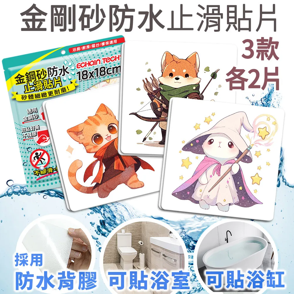 Echain Tech 熊掌 金鋼砂防滑貼片 (1包6片)-全透明(止滑貼片/浴室貼/磁磚貼) 歷史價格詳細信息